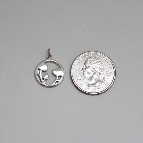 Sterling Silver Encircled Daisies Charm with Bronze Disc Floret - Picture 4 of 4